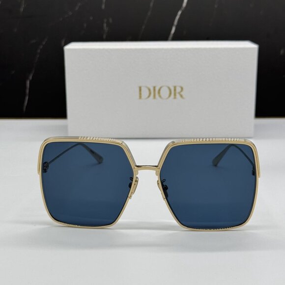 NEW EVERDIOR S1U B0B0 DIOR GOLD BLUE WOMEN DIOR SUNGLASSES - Picture 1 of 12